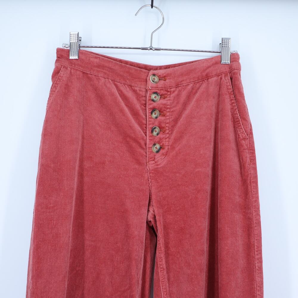 Pilcro Corduroy Wide Leg Jeans Brick Red High Rise Button Fly Women's 26 - Picture 6 of 12